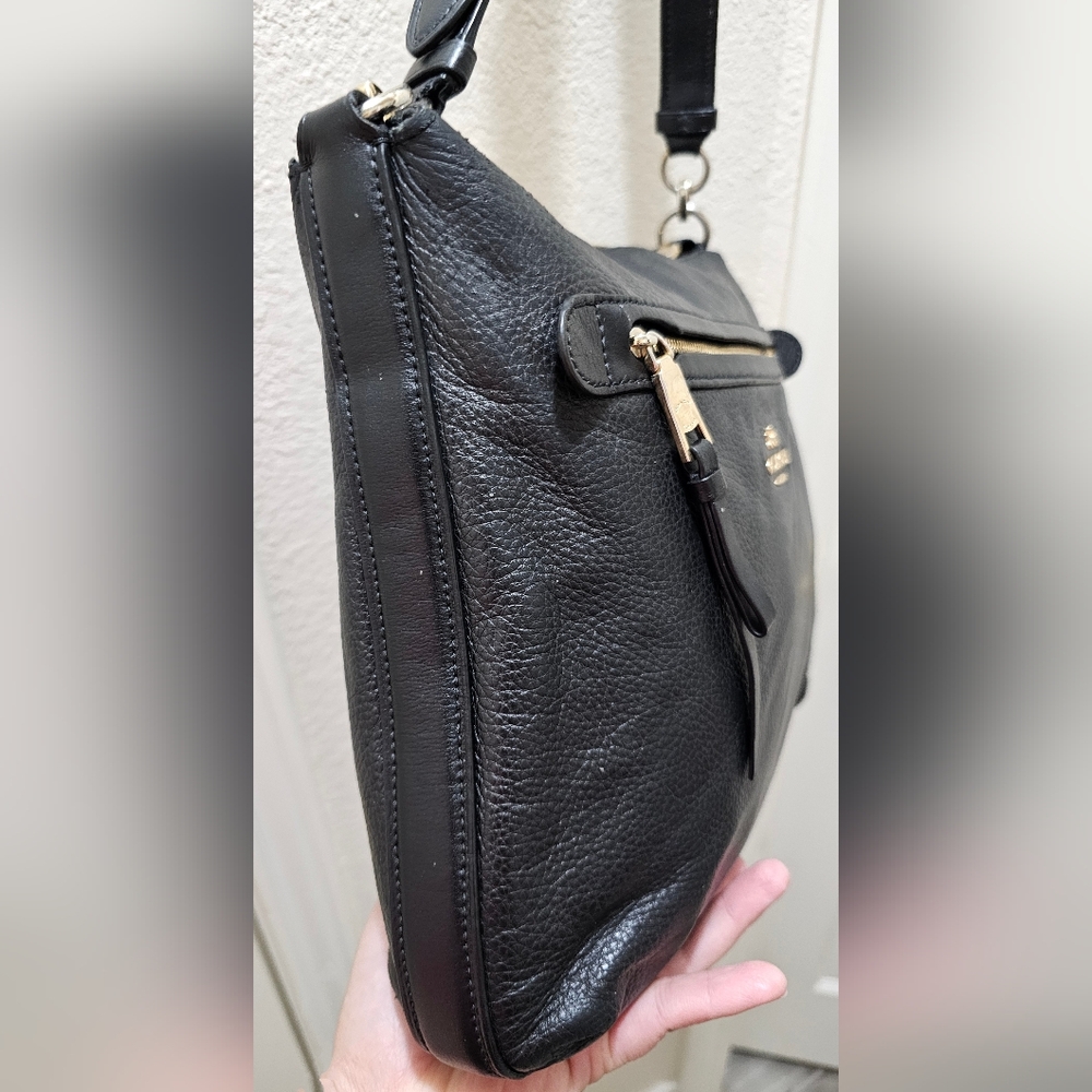 Coach F34823 Mae Black Pebble Leather Crossbody Bag EUC - Picture 6 of 16
